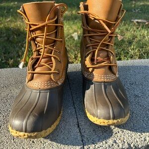 L.L. Bean Brown and Tan Lace-Up Boots